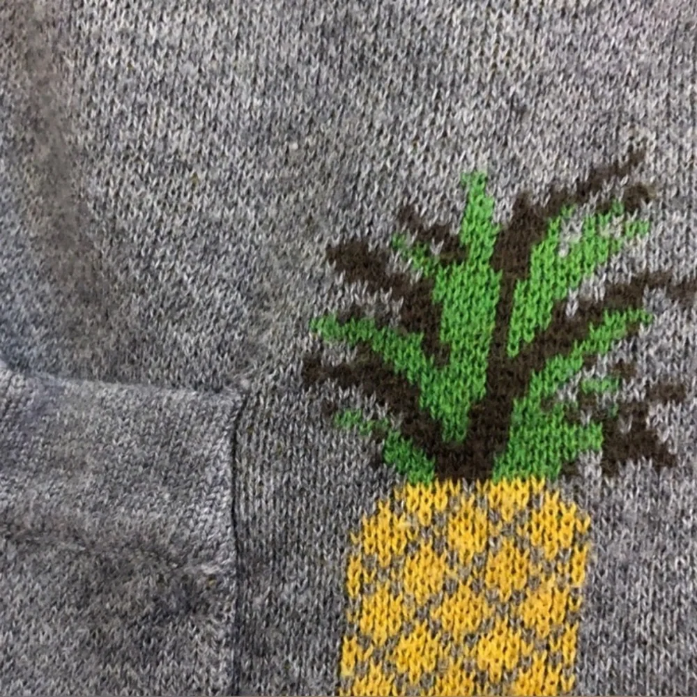 Belladini Pineapple Cardigan Hooded Sweater Gray Yellow Coastal